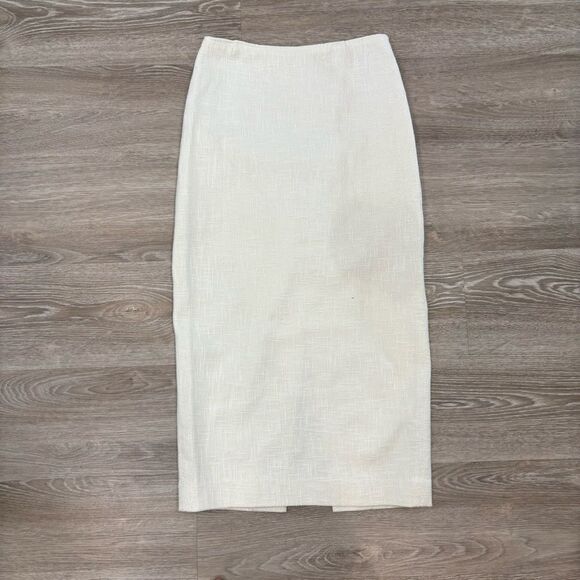 Catherine Curtis Vintage White Pencil Twill Midi Skirt 100% Cotton sz 8 - Picture 1 of 11